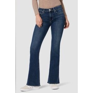 Hudson Natalie Midrise Bootcut Jeans Blue Raw Hem Dark Wash Denim